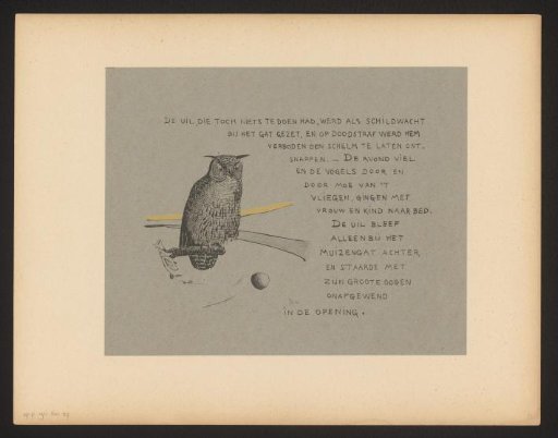 Text plate with an owl at a mouse hole