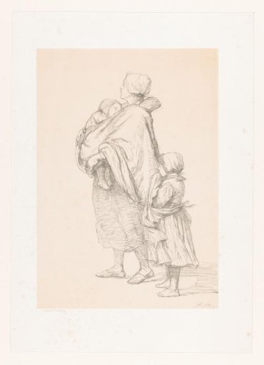 Fisherwoman with two children