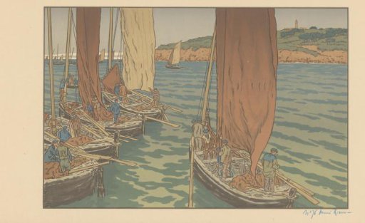 Fishing boats setting sail
