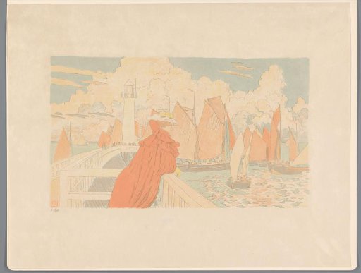 Woman looking out over a harbour