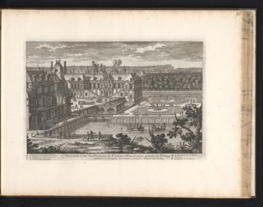 View of the Château de Fontainebleau with pond
