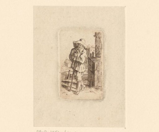Man leaning on a staff
