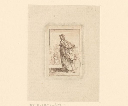 Woman in a cloak with a hood