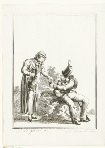 Seated soldier and milkmaid