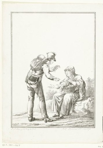 Standing soldier with a lobster seller