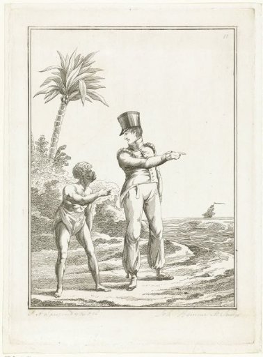 Colonial soldier with an African