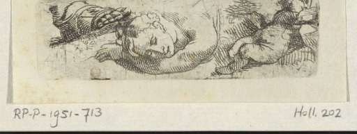 Study sheet with a foot, a sleeping woman and a reclining child