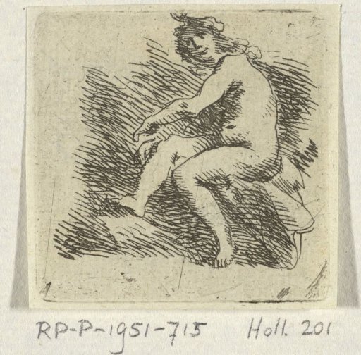 Naked woman on a rock