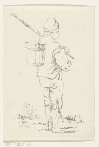 Boy with a wooden bucket