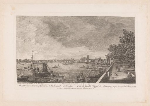 View of Somerset Gardens on the Westminster Bridge in London