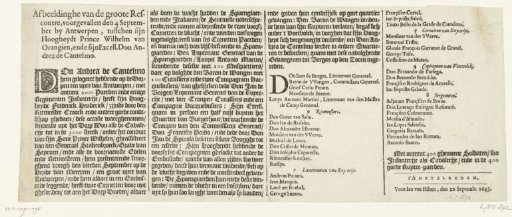 Text sheet accompanying a print of the Battle of Borgerhout, 1643