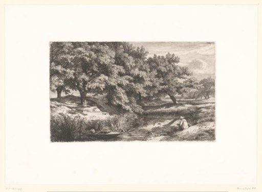 Landscape with a fisherman by a river