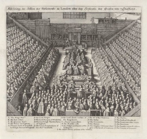 Sitting of the British Parliament during the Trial of Thomas Wentworth, 1st Earl of Strafford, 1641