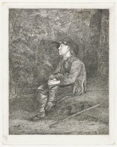 Sitting boy in the woods