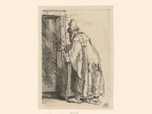 Blind Tobias at a door