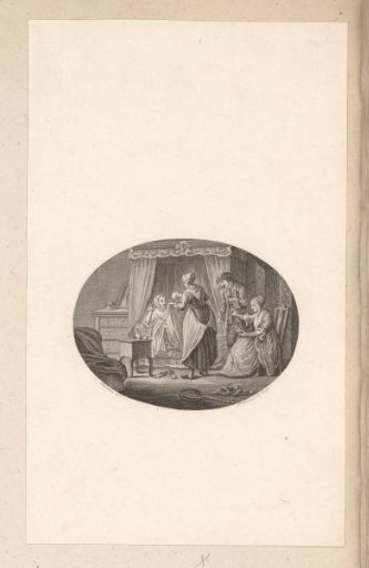 Maid showing a woman in her lying-in the child