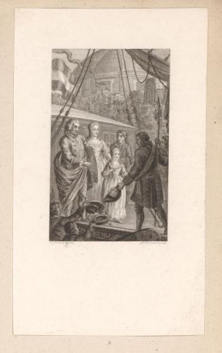 Man welcomes a family to his ship