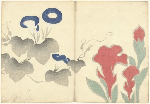 Blue Bindweed and Red Flowers