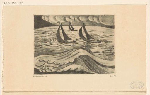 Three Sailing Ships in a Storm at Sea