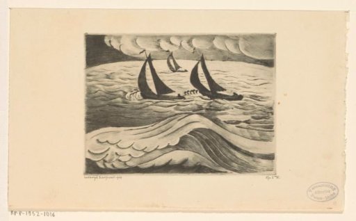Three Sailing Ships in a Storm at Sea