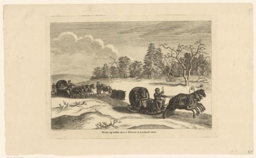 Winter landscape with sleighs