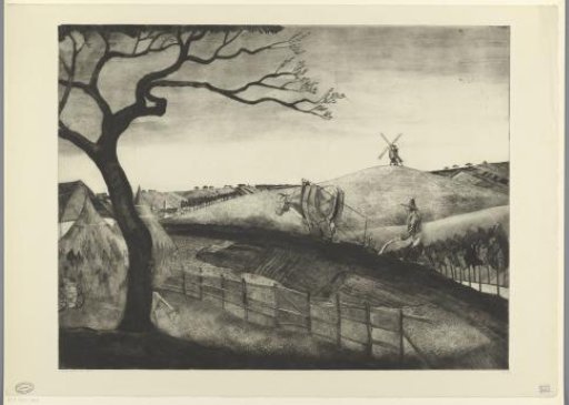 Ploughing farmer with an ox near Etikhove