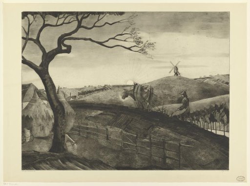 Ploughing farmer with an ox near Etikhove