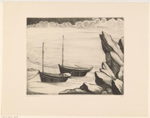 Two boats on a Breton beach