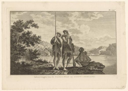 Three original inhabitants of New Zealand on the shore
