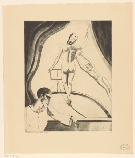 Tightrope walker, trapeze artist and Pierrot