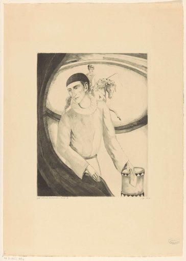 Pierrot and rider on a dressage horse