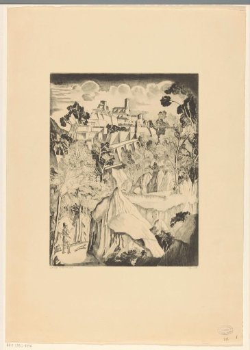 Hill landscape with hunter