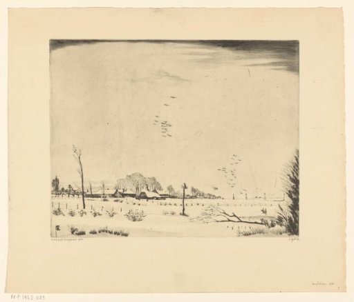 Farmhouses in a snowy landscape near Amstelveen