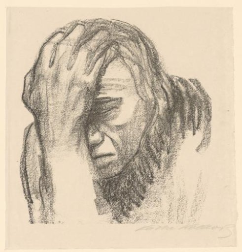 Woman with her hand before her head