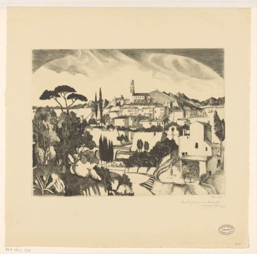 Town with city walls on a hill in Provence