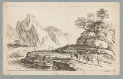 Landscape with figures and mules