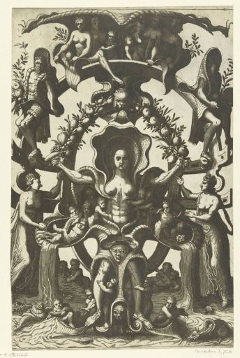Charity, Trapped in a Shell-Shaped Form from Which Water Flows