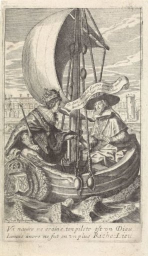 King Louis XIII and Cardinal Richelieu in a boat