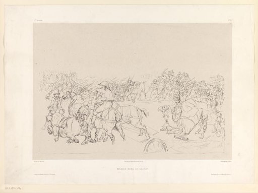 Battle with horses and camels in the desert