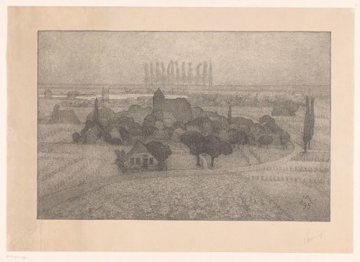 Landscape with village by a river
