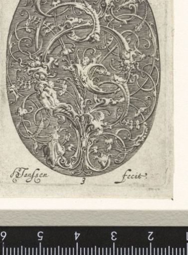 Oval with Stylized Vines Incorporating Figures