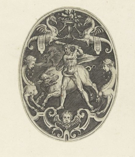 Flat decoration: Hercules catches the Erymanthian Boar