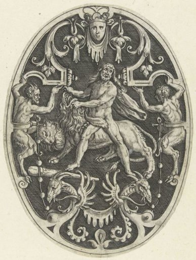 Flat decoration: Hercules and the Nemean Lion