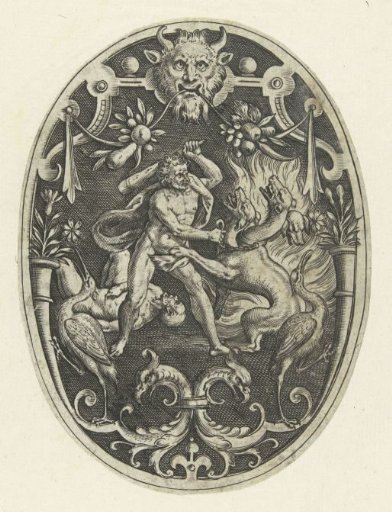 Flat decoration: Hercules kills the monster Geryon