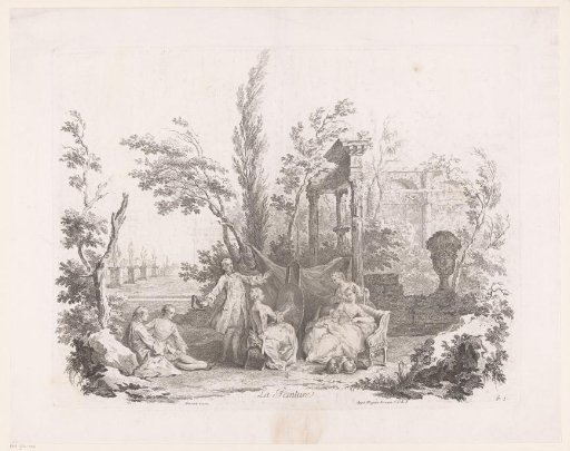 Young woman being painted in a landscape