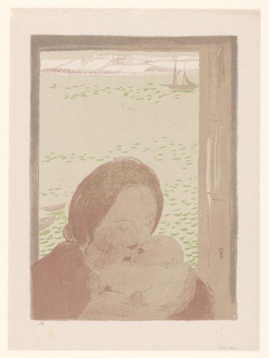 Mother with baby before a window