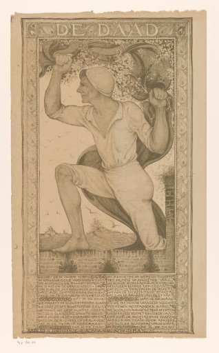 Man with a Banner and Blossom Branch