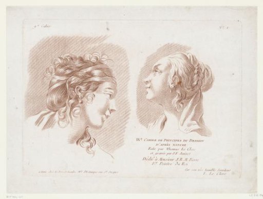 Title page print with two women's heads
