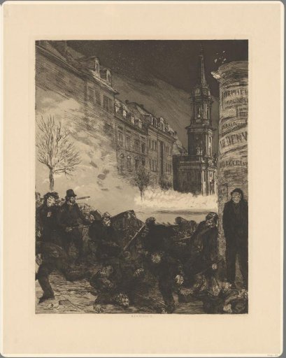 Barricade during street fighting in Berlin