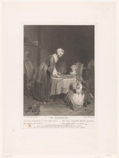 Woman and Two Children at a Set Table